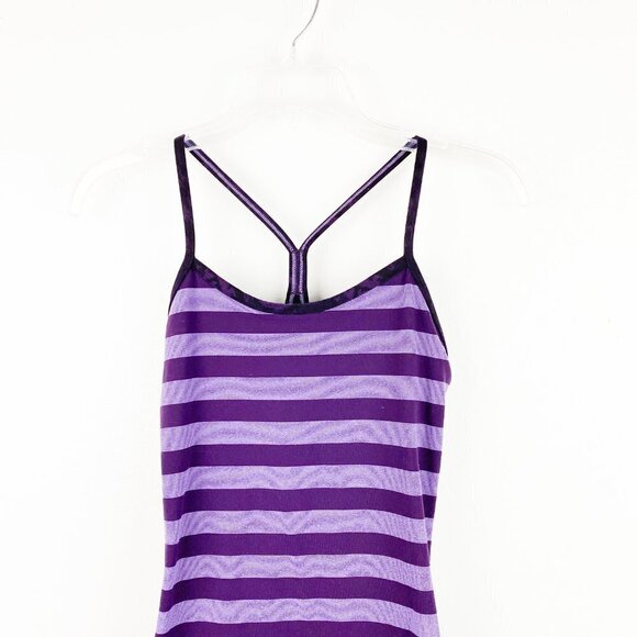 🦋 LULULEMON Purple Stripe Power Y Tank Top 4 Workout - Picture 3 of 6